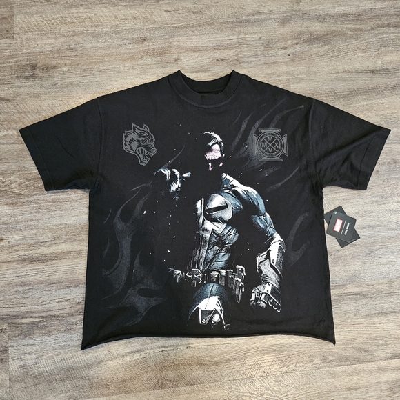 Darc Sport Punisher Grunge Mid-Length Raw Hem Tee in Black